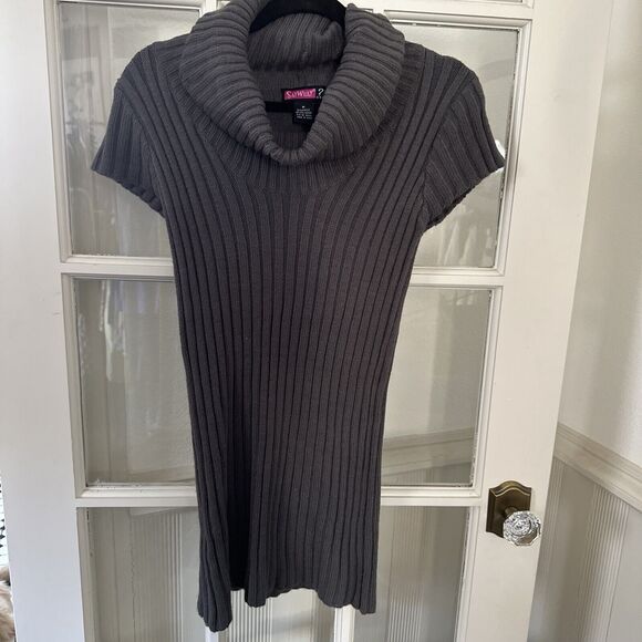 SAY WHAT ? Gray Sweater Dress Womens Medium NWOT Cowl Neck - Picture 1 of 11